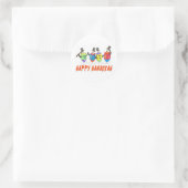 Happy Hanukkah Dancing Dreidels Runder Aufkleber (Tasche)