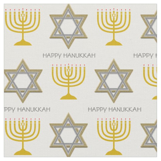HAPPY HANUKKAH | Davidstern | Menorah Stoff (Nahaufnahme)