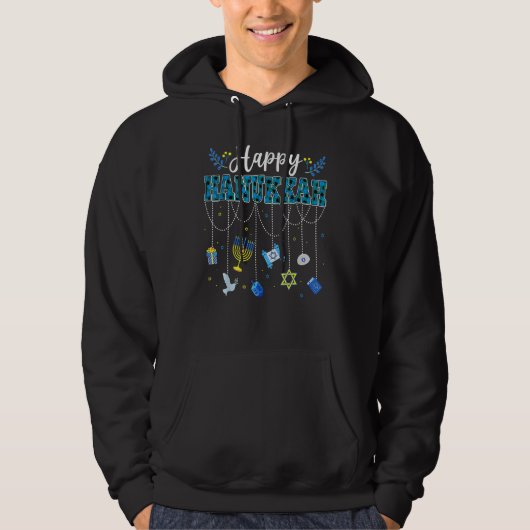 Happy Hanukkah Decorations Dreidel Menorah Chanuka Hoodie (Vorderseite)