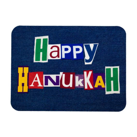 Happy Hanukkah Denim Magnet (Horizontal)