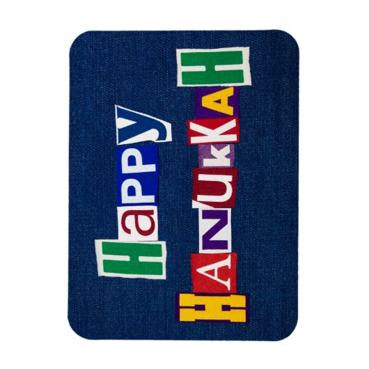 Happy Hanukkah Denim Magnet (Vertikal)