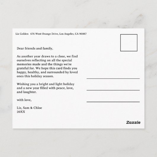 HAPPY HANUKKAH Doodle CUSTOM 6 FOTO Urlaub Postkarte (Rückseite)