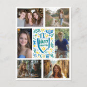 HAPPY HANUKKAH Doodle CUSTOM 6 FOTO Urlaub Postkarte (Vorderseite)