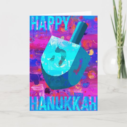Happy Hanukkah Dreidel Feiertagskarte (Vorderseite)