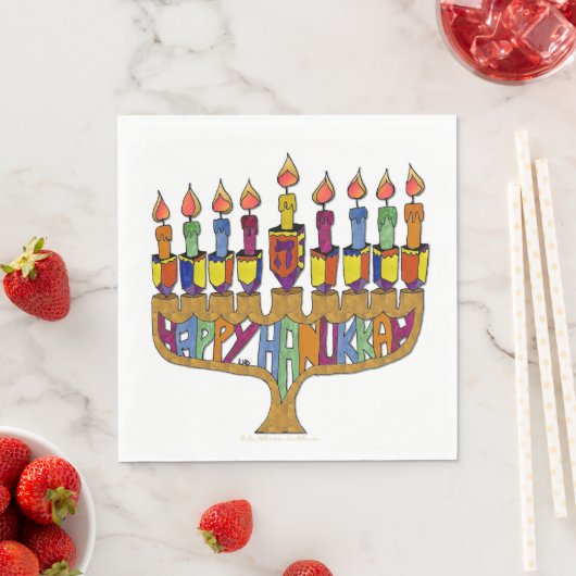 Happy Hanukkah Dreidel Menorah Paper Napkins Serviette (Beispiel)