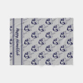 HAPPY HANUKKAH Dreidel Moderne SILVER GRAY Navy Fleecedecke (Vorderseite (Horizontal))