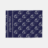 HAPPY HANUKKAH Dreidel NAVY GRAY Fleecedecke (Vorderseite (Horizontal))