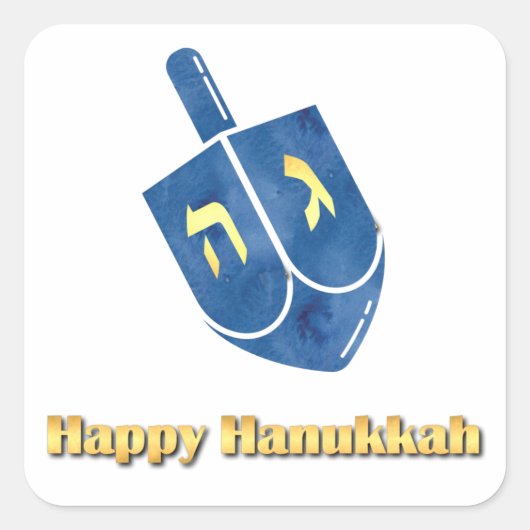 Happy Hanukkah Dreidel Quadratischer Aufkleber (Vorderseite)