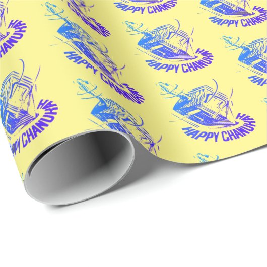 Happy Hanukkah dreidel Wrapping Paper Geschenkpapier (Rolleneckpunkt)