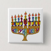 Happy Hanukkah Dreidels Menorah Button (Vorderseite)