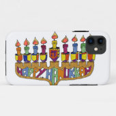 Happy Hanukkah Dreidels Menorah Case-Mate iPhone Hülle (Rückseite (Horizontal))