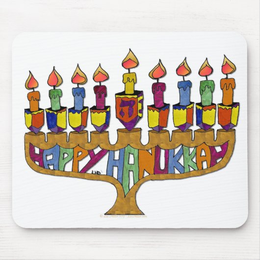 Happy Hanukkah Dreidels Menorah Mousepad (Vorne)