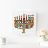 Happy Hanukkah Dreidels Menorah Quadratische Wanduhr (Zuhause)