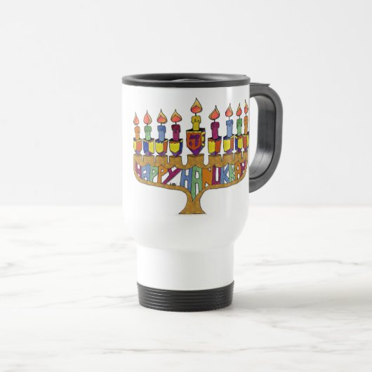 Happy Hanukkah Dreidels Menorah Reisebecher (VorderseiteRechts)