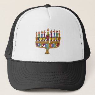 Happy Hanukkah Dreidels Menorah Truckerkappe