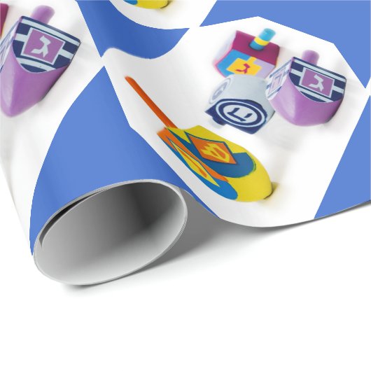 Happy Hanukkah Dreidls Gift Wrap Geschenkpapier (Rolleneckpunkt)