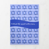 Happy Hanukkah Editable Celebrate Miracle of Light Dreifach Gefaltete Ankündigung (Cover)