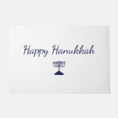 Happy Hanukkah einfache Hand Drawn Blue Menorah Fußmatte (Vorderseite)