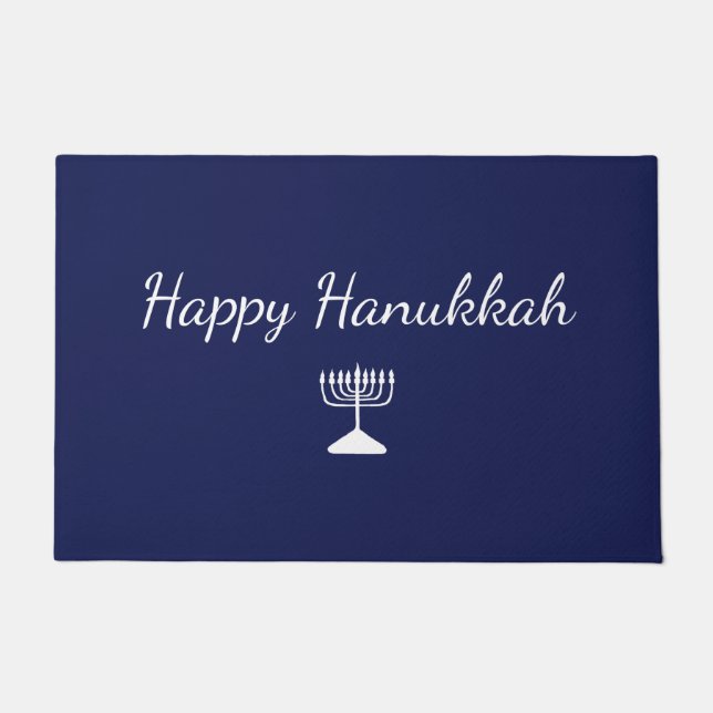 Happy Hanukkah einfache Hand gezeichnet Menorah Bl Fußmatte (Vorderseite)
