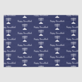 Happy Hanukkah einfache Menorah Muster Blau Seidenpapier