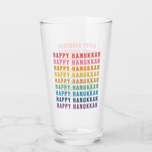 Happy Hanukkah | Einfache Rainbow - Farben Typogra Glas (Vorderseite)