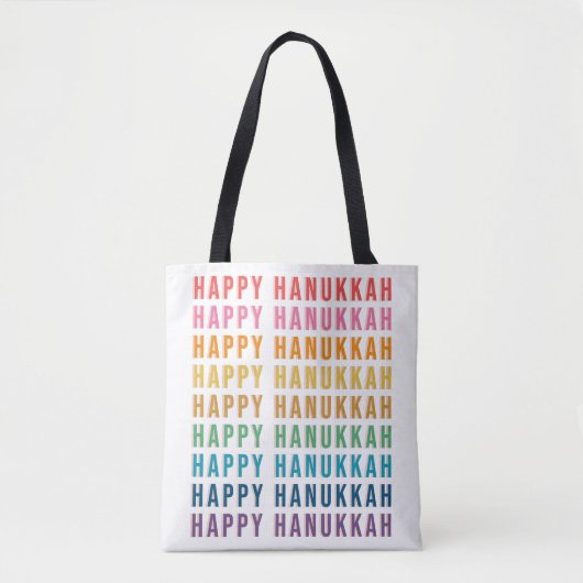 Happy Hanukkah | Einfache Rainbow - Farben Typogra Tasche (Vorderseite)