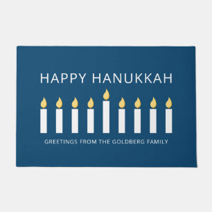 Happy Hanukkah  Einfache und moderne Kerzengrüße Fußmatte
