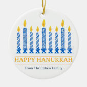 Happy Hanukkah | Einfaches elegantes Candle Gruß Keramik Ornament (Vorne)