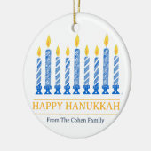 Happy Hanukkah | Einfaches elegantes Candle Gruß Keramik Ornament (Links)