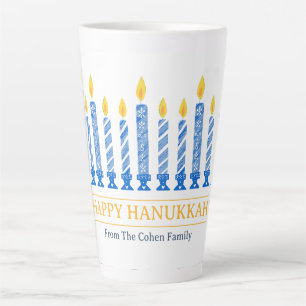 Happy Hanukkah   Einfaches elegantes Candle Gruß Milchtasse