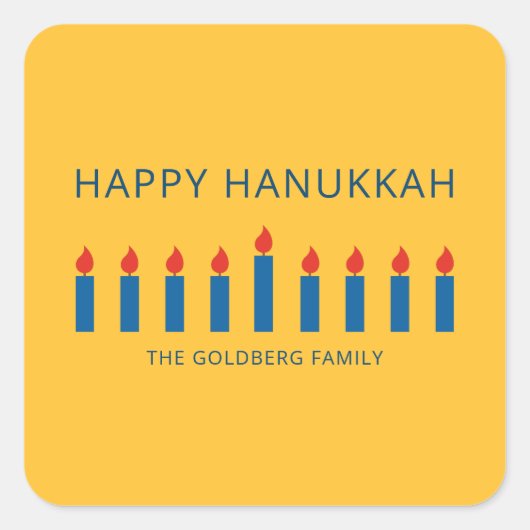 Happy Hanukkah | Einfaches und modernes Gruß Quadratischer Aufkleber (Vorderseite)