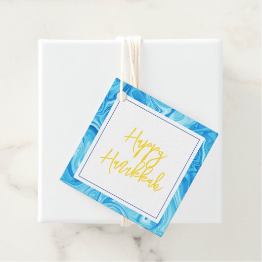 Happy Hanukkah Elegante Marbelized Paint Art Geschenkanhänger (Beispiel)