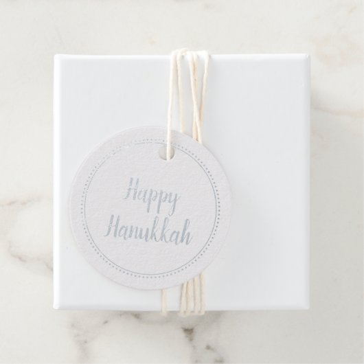 Happy Hanukkah Elegante Silver Foil Geschenkanhänger (Mit Box)