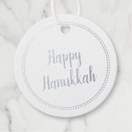 Happy Hanukkah Elegante Silver Foil Geschenkanhänger (Vorderseite)