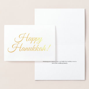 Happy Hanukkah elegante Skripttypografie-Brauch Folienkarte