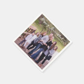 Happy Hanukkah Elegante Typografie Foto Name Serviette (Ecke)