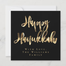 Happy Hanukkah Elegantes Black and Gold Look Scrip Feiertagskarte