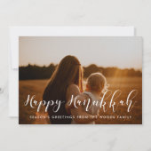 Happy Hanukkah Elegantes Foto Feiertagskarte (Vorderseite)