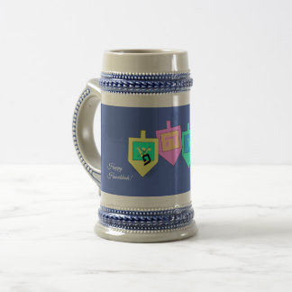 Happy Hanukkah Englisch Hebrew Bierglas