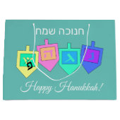 Happy Hanukkah Englisch Hebrew Große Geschenktüte (Vorderseite)