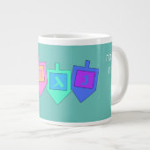 Happy Hanukkah Englisch Hebrew Jumbo-Tasse (Vorderseite Rechts)