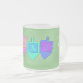 Happy Hanukkah Englisch Hebrew Mattglastasse (VorderseiteRechts)