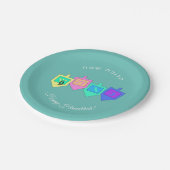 Happy Hanukkah Englisch Hebrew Pappteller (Schrägansicht)