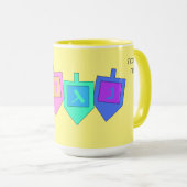 Happy Hanukkah Englisch Hebrew Tasse (VorderseiteRechts)
