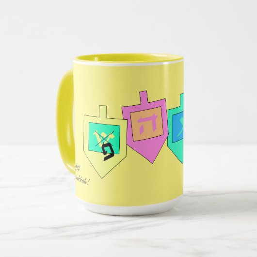 Happy Hanukkah Englisch Hebrew Tasse (Vorderseite Links)