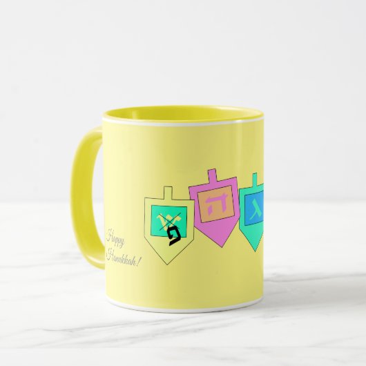 Happy Hanukkah Englisch Hebrew Tasse (Vorderseite Links)