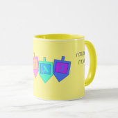 Happy Hanukkah Englisch Hebrew Tasse (VorderseiteRechts)