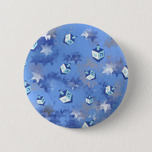 Happy Hanukkah Falling Star und Dreidels Button