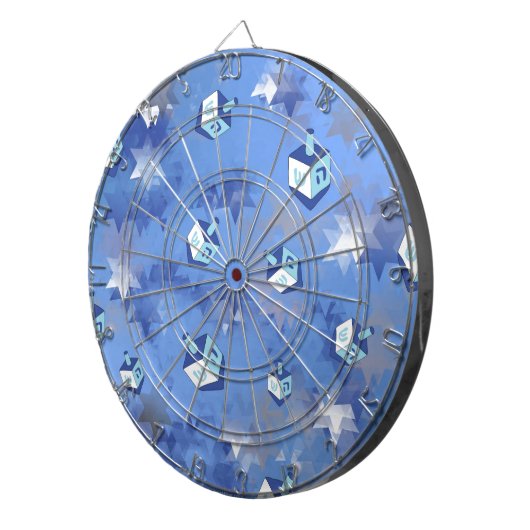 Happy Hanukkah Falling Star und Dreidels Dartscheibe (Vorderseite rechts)