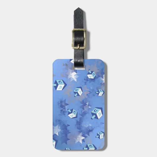 Happy Hanukkah Falling Star und Dreidels Gepäckanhänger (Vorderseite vertikal)